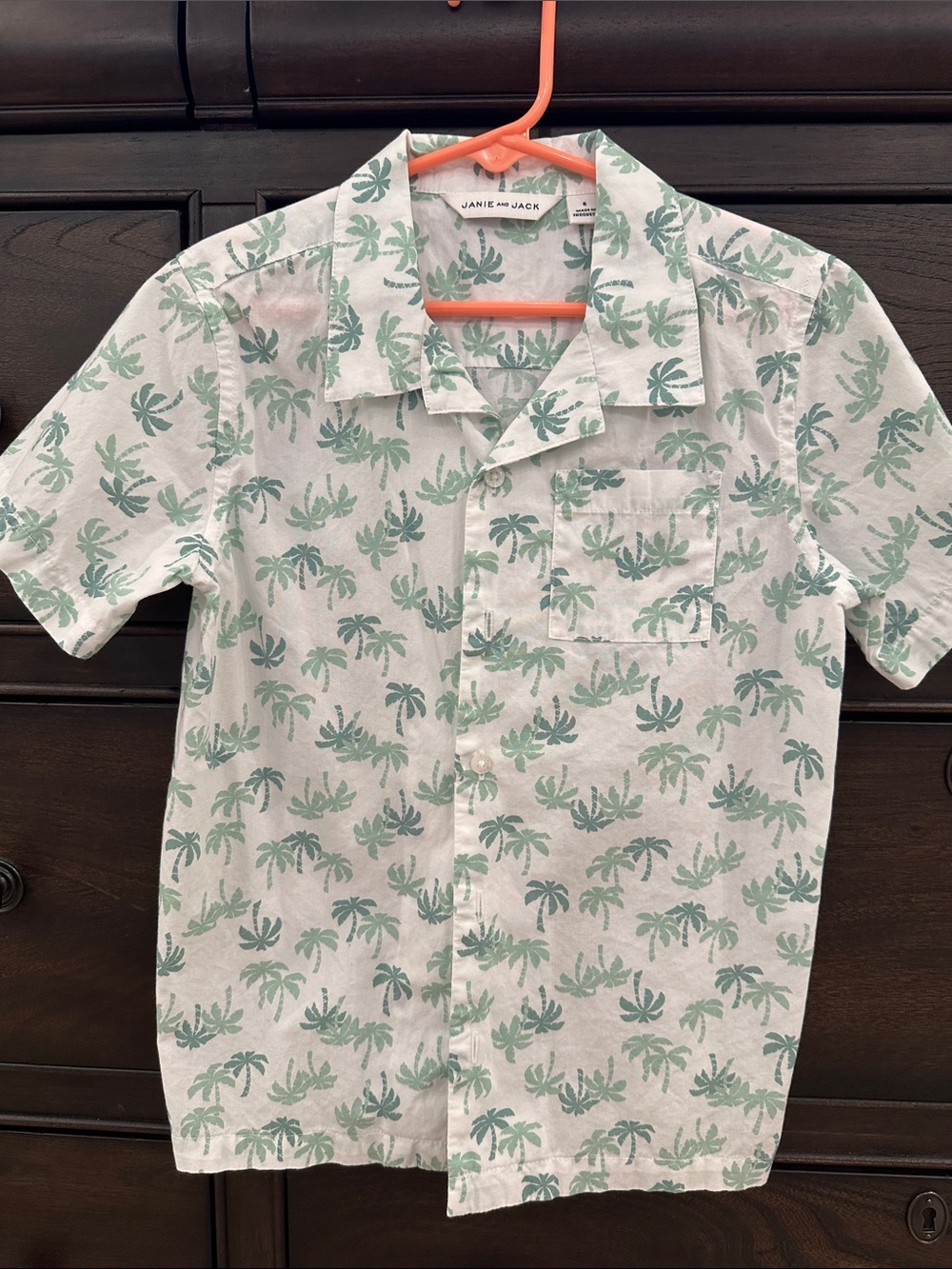 Boys Janie and Jack Mint Green Palm Print Short Sleeve Shirt